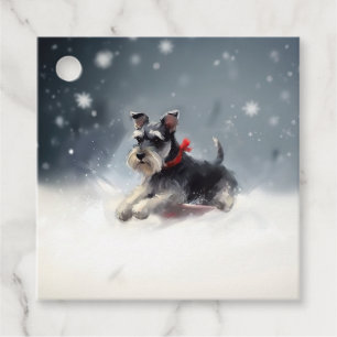 Miniature Schnauzer Christmas snow winter Favour Tags