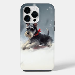 Miniature Schnauzer Christmas snow winter iPhone 14 Pro Max Case