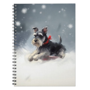 Miniature Schnauzer Christmas snow winter Notebook