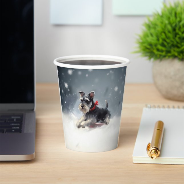 Miniature Schnauzer Christmas snow winter Paper Cups (Insitu)