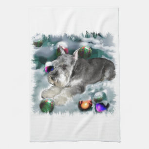Miniature Schnauzer Christmas Tea Towel