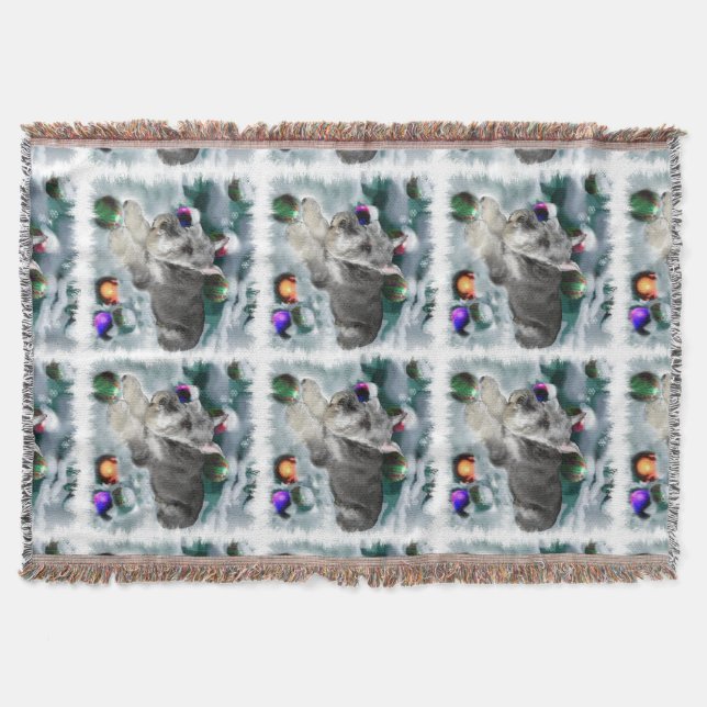 Miniature Schnauzer Christmas Throw Blanket (Front)