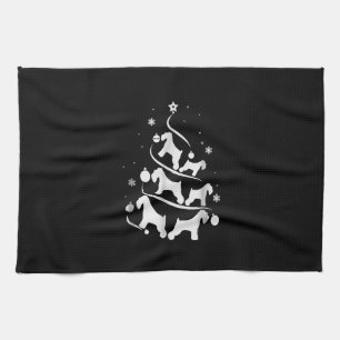 miniature schnauzer christmas tree dog lover tea towel