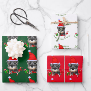 Miniature Schnauzer Christmas  Wrapping Paper Sheet