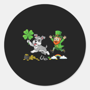 Miniature schnauzer clover st patricks day womens classic round sticker