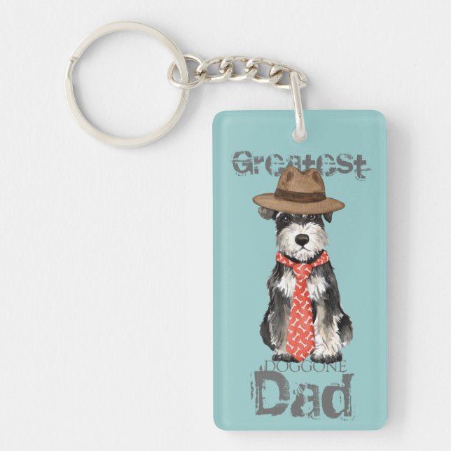 Miniature Schnauzer Dad Key Ring (Front)