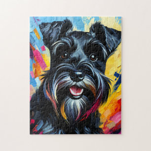 Miniature Schnauzer Dog Acrylic Print Dog Lover Jigsaw Puzzle