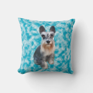 Miniature Schnauzer Dog Art Portrait Cushion