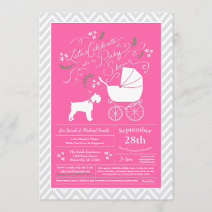Miniature Schnauzer Dog Baby Shower Pink Girl Invitation