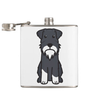 Miniature Schnauzer Dog Cartoon Hip Flask