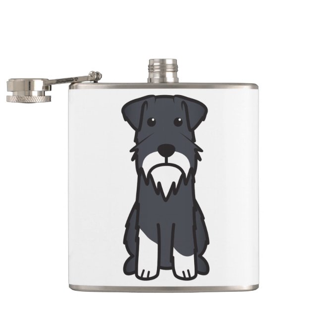 Miniature Schnauzer Dog Cartoon Hip Flask (Opened)