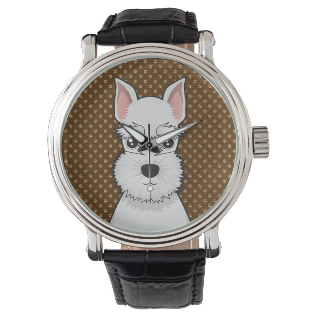 Miniature Schnauzer Dog Cartoon Paws Watch (Front)