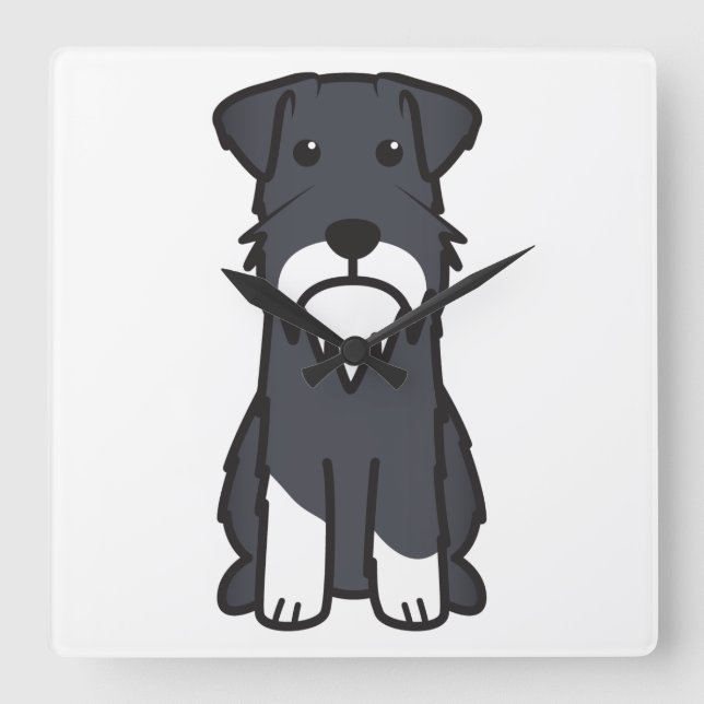 Miniature Schnauzer Dog Cartoon Square Wall Clock (Front)