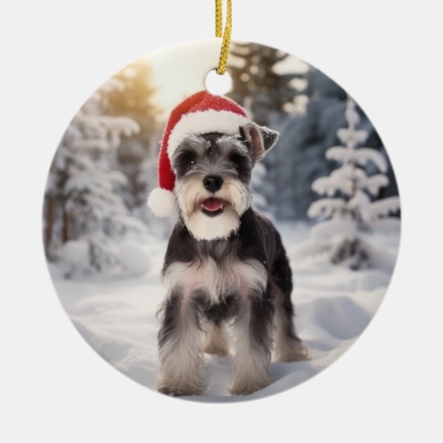 Miniature Schnauzer Dog  Ceramic Ornament (Front)