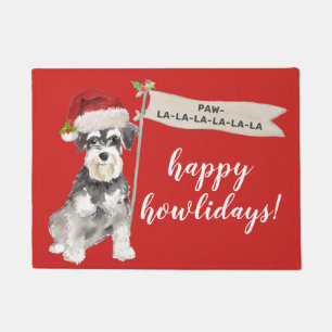 Miniature Schnauzer Dog Christmas Door Mat