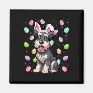 Miniature Schnauzer Dog Easter Egg Hunt Bunny Ear Magnet