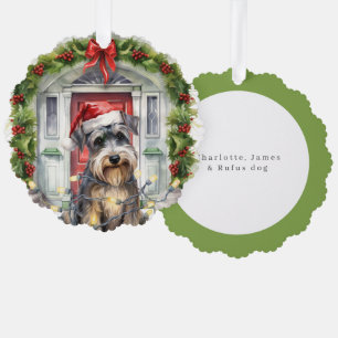 Miniature Schnauzer Dog Front Door Christmas Tree Decoration Card