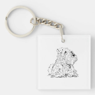 Miniature Schnauzer Dog Illustration Key Ring