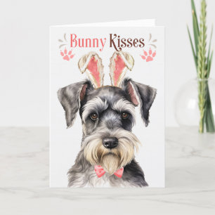 Miniature Schnauzer Dog in Bunny Ears for Easter Holiday Card
