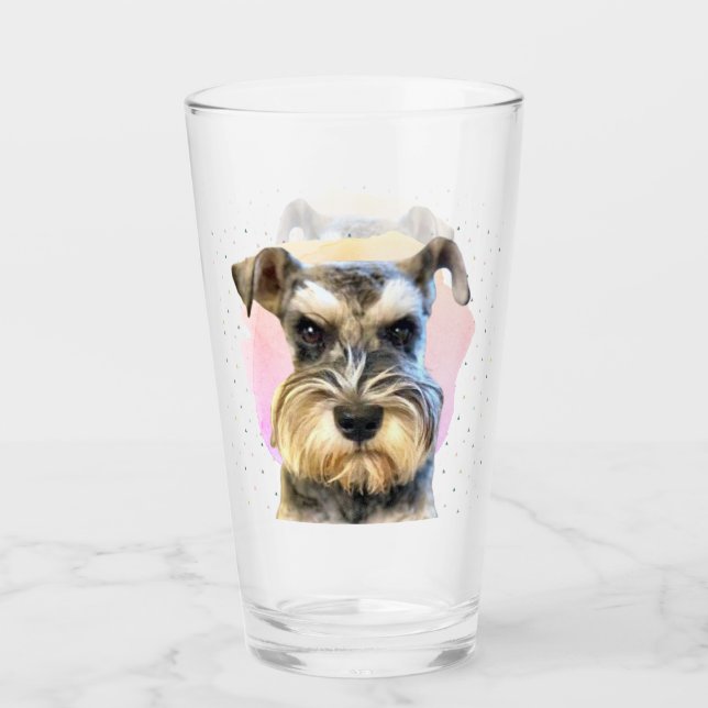 Miniature Schnauzer Dog Lover Cute Animal Pink Glass (Front)