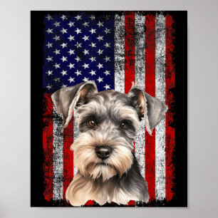 Miniature Schnauzer Dog Lover Flag 4th of July Poster