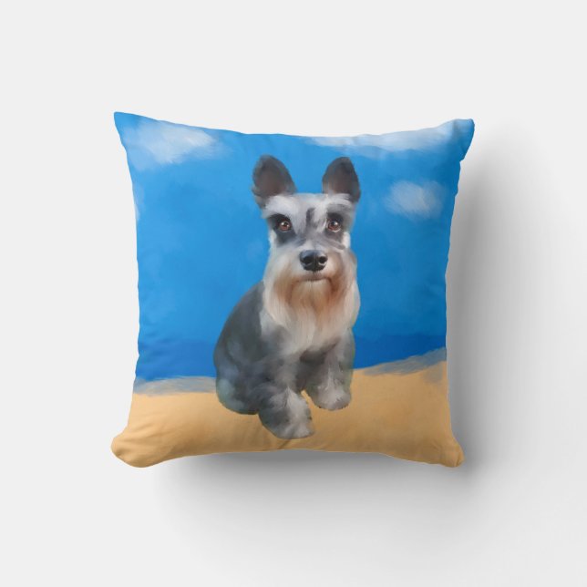 Miniature Schnauzer Dog On Beach Cushion (Front)