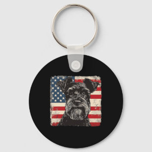 Miniature Schnauzer Dog Patriotic 4th Of July Gift Key Ring