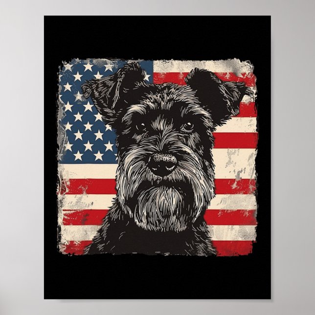 Miniature Schnauzer Dog Patriotic 4th Of July Gift Poster (Front)