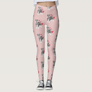 Miniature Schnauzer Dog Pattern on Pink Leggings