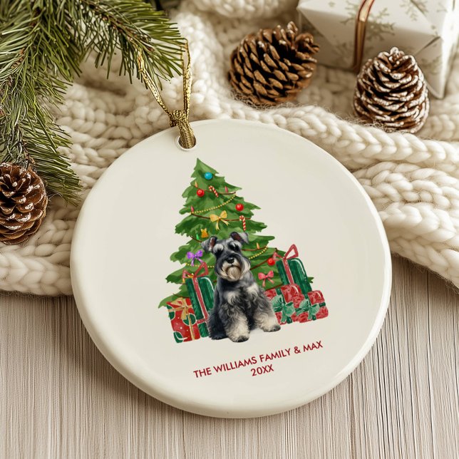 Miniature Schnauzer Dog Personalised Christmas Ceramic Ornament (Creator Uploaded)