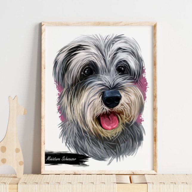 Miniature Schnauzer Dog Portrait | Pet Portrait Poster (Creator Uploaded)