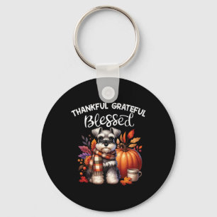 Miniature Schnauzer Dog Pumpkin Spice Happy Fall Y Key Ring
