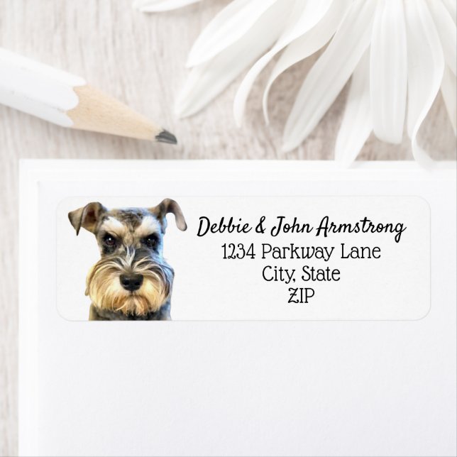 Miniature Schnauzer Dog Puppy Return Address Label (Insitu)