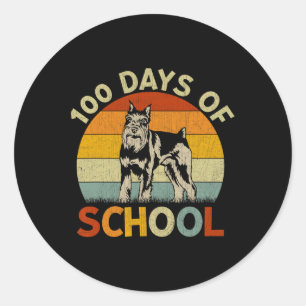 Miniature Schnauzer Dog Retro Boys Girls 100th Day Classic Round Sticker