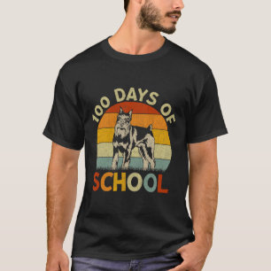 Miniature Schnauzer Dog Retro Boys Girls 100th Day T-Shirt