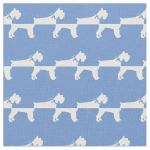 Miniature Schnauzer Dog Silhouette Pet Light Blue Fabric