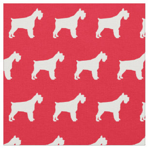 Miniature Schnauzer Dog Silhouette Pet Red Fabric