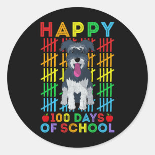 Miniature Schnauzer Dog Student Happy 100 Days of  Classic Round Sticker