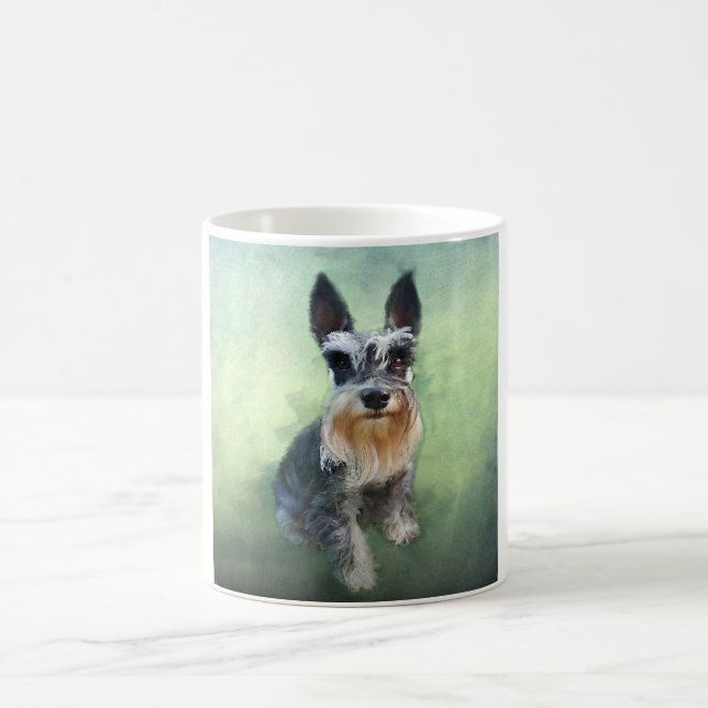 Miniature Schnauzer Dog Water Colour Art Painting Coffee Mug (Center)