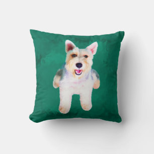 Miniature Schnauzer Dog Water Colour Art Painting Cushion