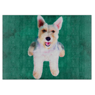 Miniature Schnauzer Dog Water Colour Art Painting Cutting Board