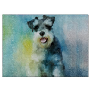 Miniature Schnauzer Dog Water Colour Art Painting Cutting Board