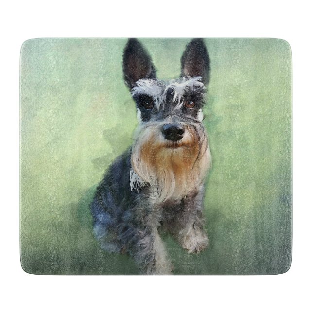Miniature Schnauzer Dog Water Colour Art Painting Cutting Board (Front)