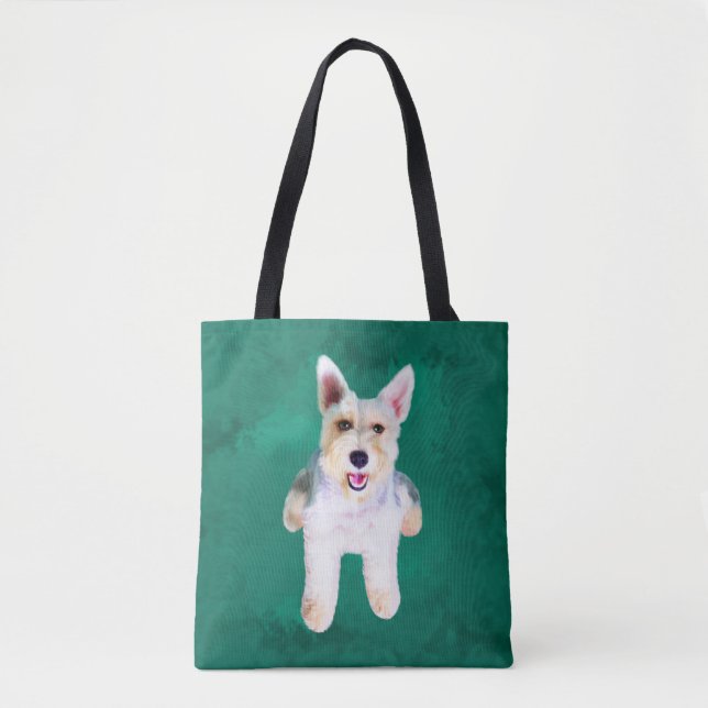 Miniature Schnauzer Dog Water Colour Art Painting Tote Bag (Front)