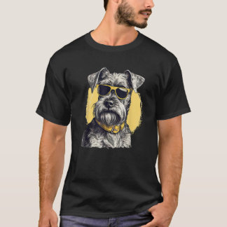 Miniature Schnauzer dog with sunglasses Dog breed  T-Shirt