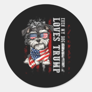 Miniature Schnauzer Even My Dog Loves Trump Funny Classic Round Sticker