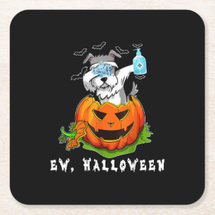 Miniature Schnauzer Ew Halloween Pumpkin Washing Square Paper Coaster