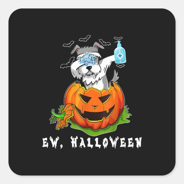 Miniature Schnauzer Ew Halloween Pumpkin Washing Square Sticker (Front)