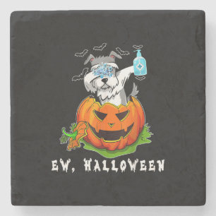 Miniature Schnauzer Ew Halloween Pumpkin Washing Stone Coaster