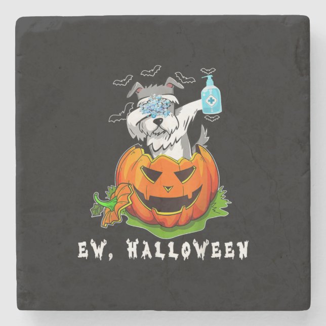 Miniature Schnauzer Ew Halloween Pumpkin Washing Stone Coaster (Front)